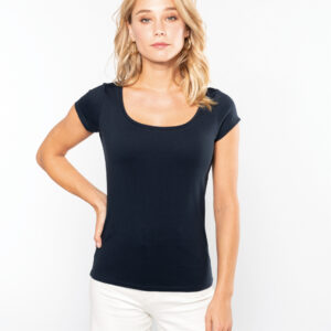 K384 - T-shirt donna manica corta collo a barca