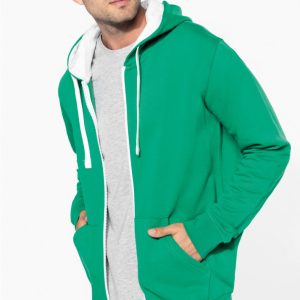 K466 - Felpa uomo con cappuccio a contrasto full zip