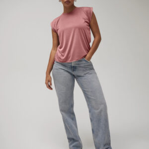 BE8804 - T-shirt donna Flowy con maniche arrotolate