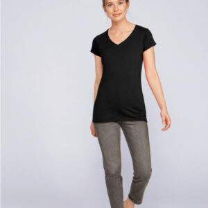GI64V00L - T-shirt donna con scollatura a V Softstyle