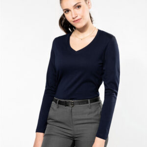 PK307 - T-shirt Supima® maniche lunghe e scollo a V