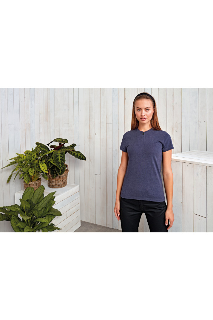 PR319 - T-shirt donna collo con bottoni ecologico "Comis"
