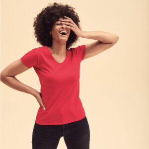 SC61398 - T-shirt donna Value Weight scollo a V (61-398-0) Fruit of the loom